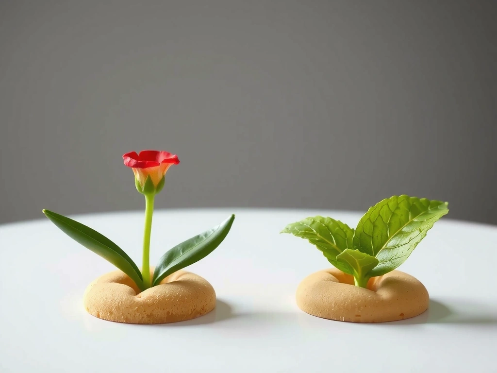 Digital cookies represented as small, natural elements like leaves and flowers, symbolizing botanical beauty and natural balance